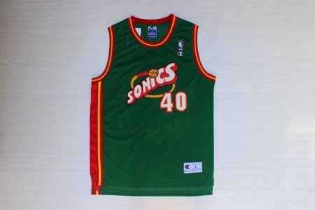 Maillot De Basket Seattle Supersonics Shawn Kemp 40 Eyed Tennis Fans Vert Rouge Edge